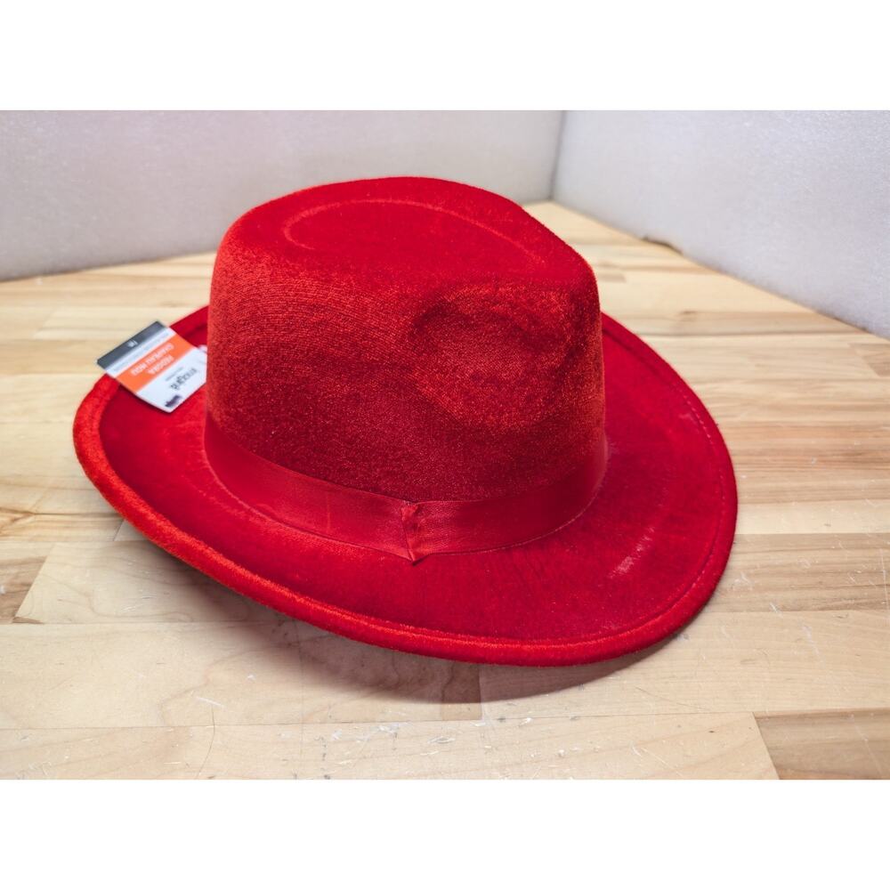 Imagin8 Red Fedora Hat Gangster Pimp Fancy Dress Halloween Adult Costume